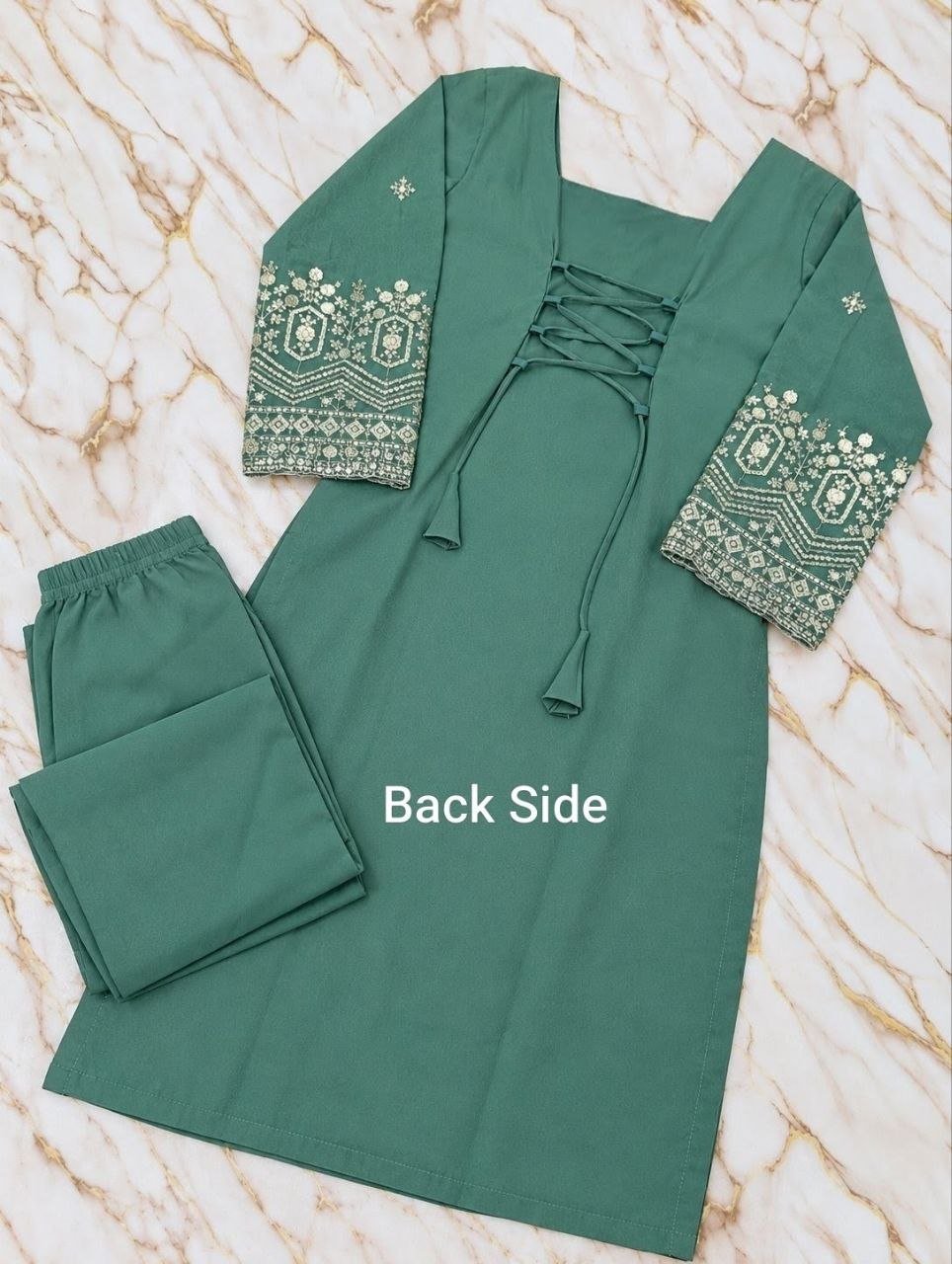 Embroidered Straight Fit Kurta Set With Matching Dupatta - Surat Wholesale Ethnic Wear (Photo 5)