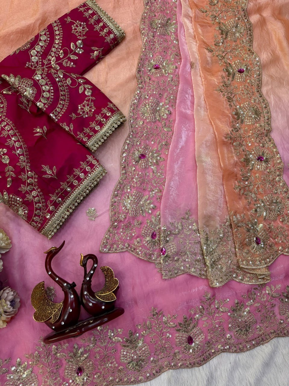 Royal Heritage Embroidered Saree with Intricate Zari Work and Regal Traditional Charm