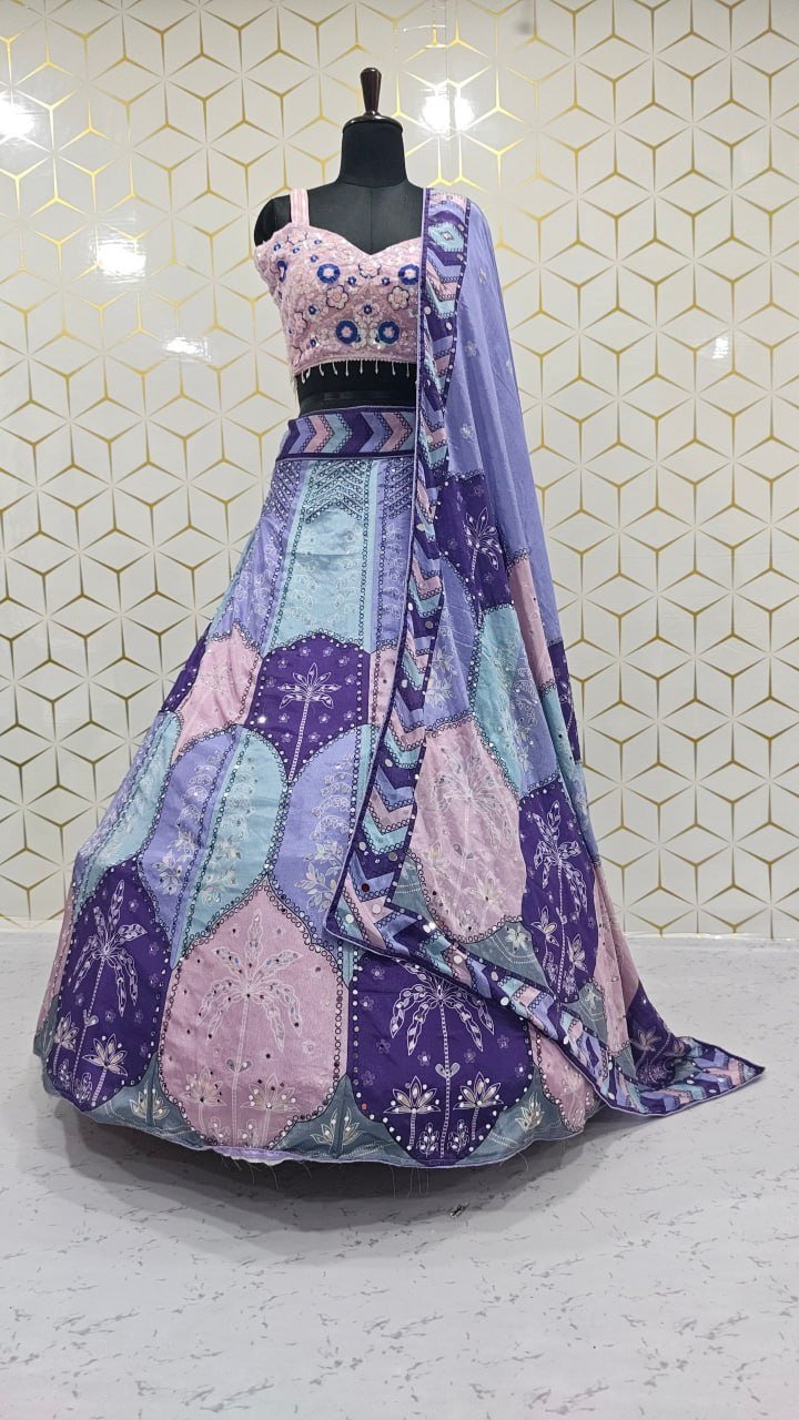 Intricately Embroidered Patchwork Pattern Lehenga Choli Set