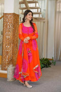 Elegant Orange Faux Designer Lehenga Set