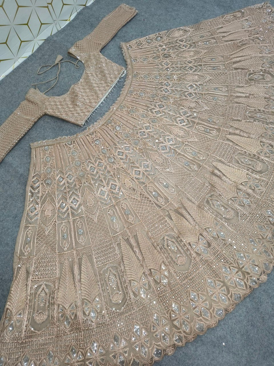 Intricately Embroidered Mirror Work Flared Lehenga Choli with Dupatta - Surat Wholesale Ethnic Wear (Photo 5)