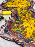 Royal Heritage Floral Printed Saree with Intricate Border Detailing - Surat Wholesale Ethnic Wear (Photo 5)