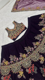 Heavy Dori Embroidery Bridal Velvet Lehenga Set with Net Dupatta
