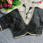 Garden Floral Romance Rose Threadwork Embroidered Padded Blouse - Surat Wholesale Ethnic Wear (Photo 5)