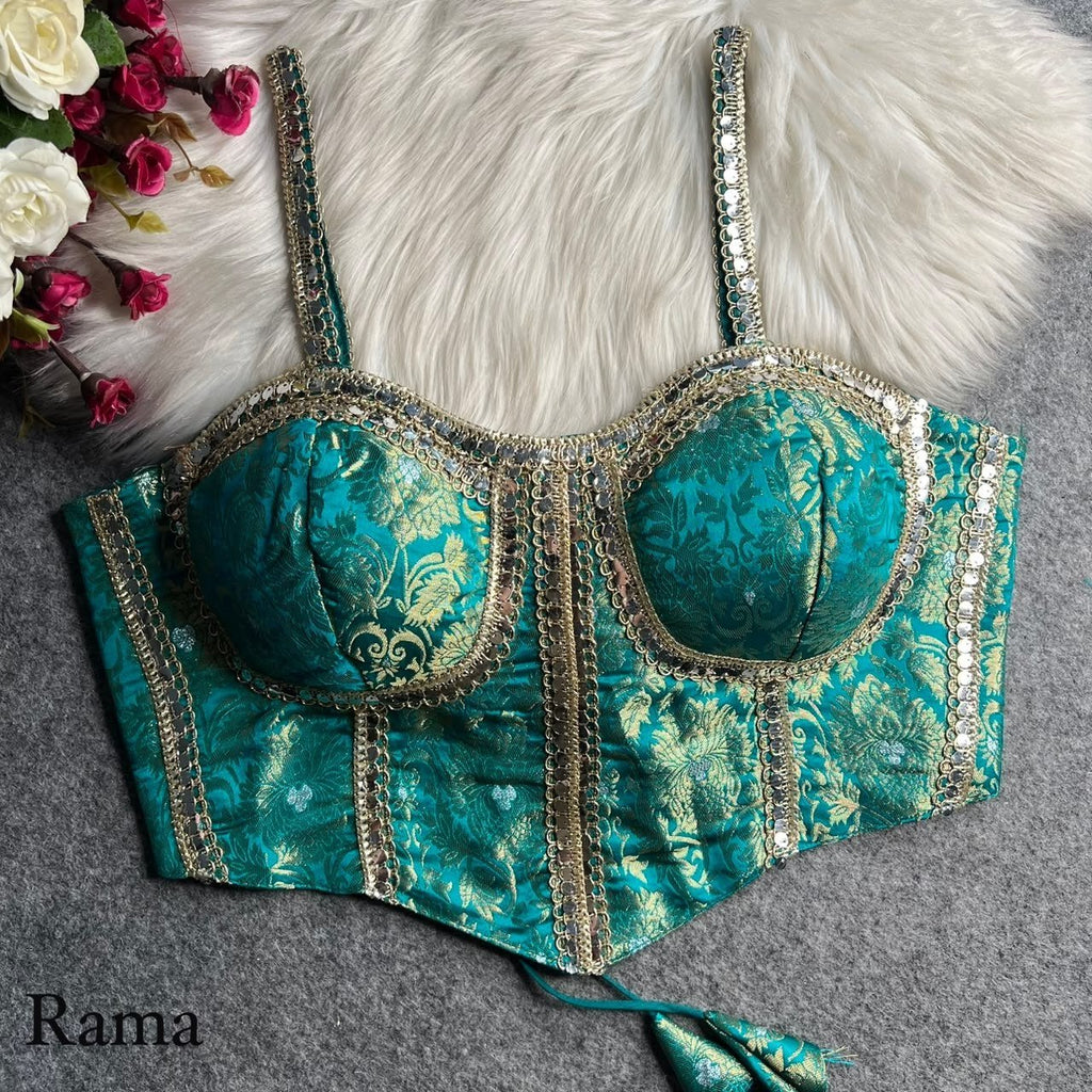 Cocktail Party Polish Jacquard Strapless Corset Blouse - Surat Wholesale Ethnic Wear (Photo 5)