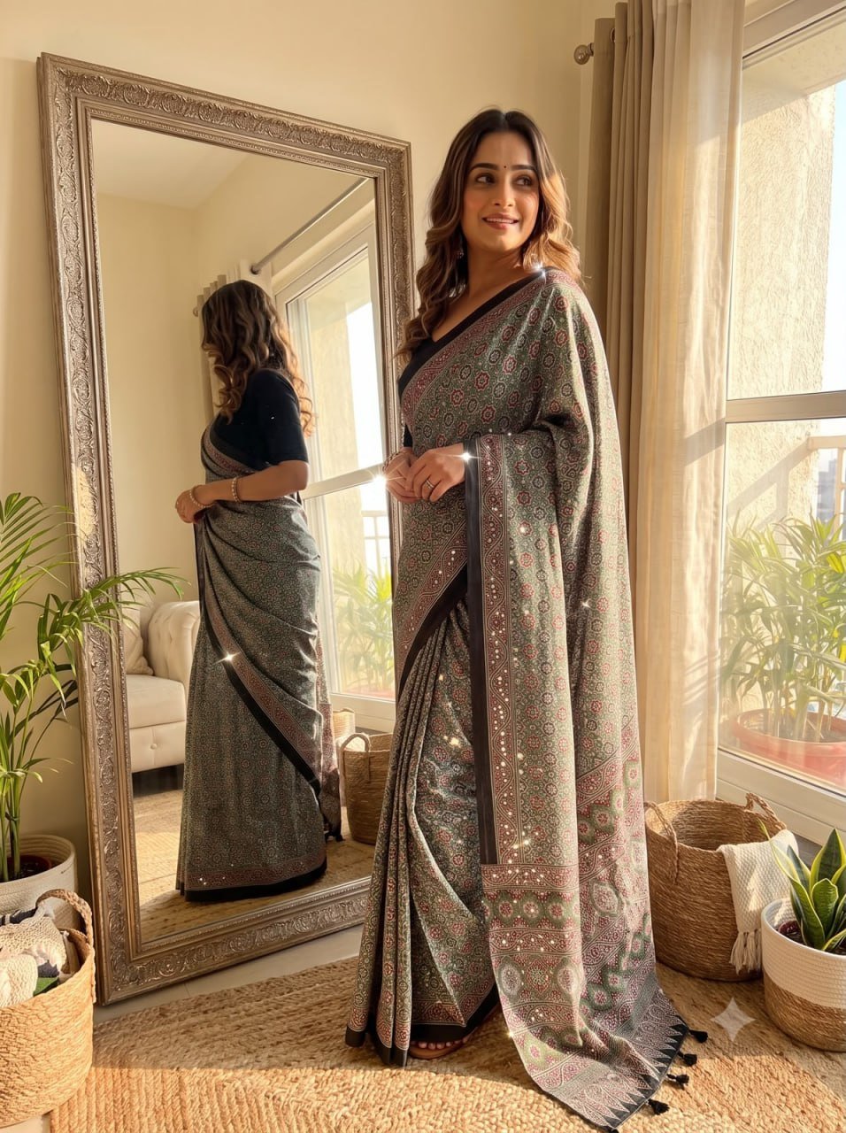 Artisanal Heritage Printed Saree with Intricate Borders for Festive Occasions - Surat Wholesale Ethnic Wear (Photo 5)