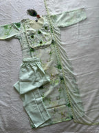 Embroidered Floral Printed Kurta Set with Match Dupatta