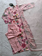 Embroidered Floral Printed Kurta Set with Dupatta