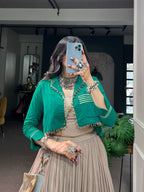 Printed Yoke Peplum Kurta with Pleated Flared Sharara Set