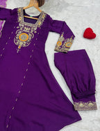 Embroidered Anarkali Suit Set With Matching Organza Dupatta