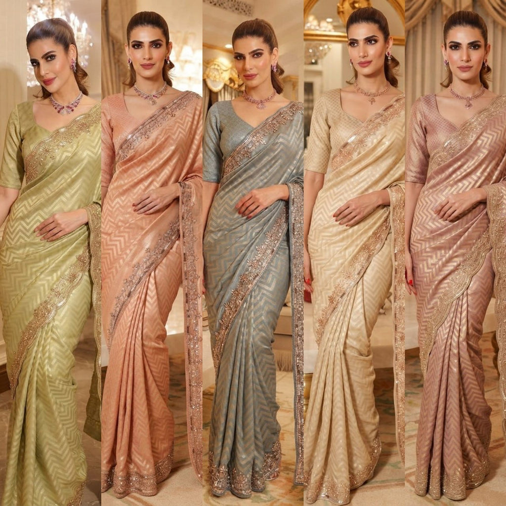 Exquisite Green with Designer Saree Set