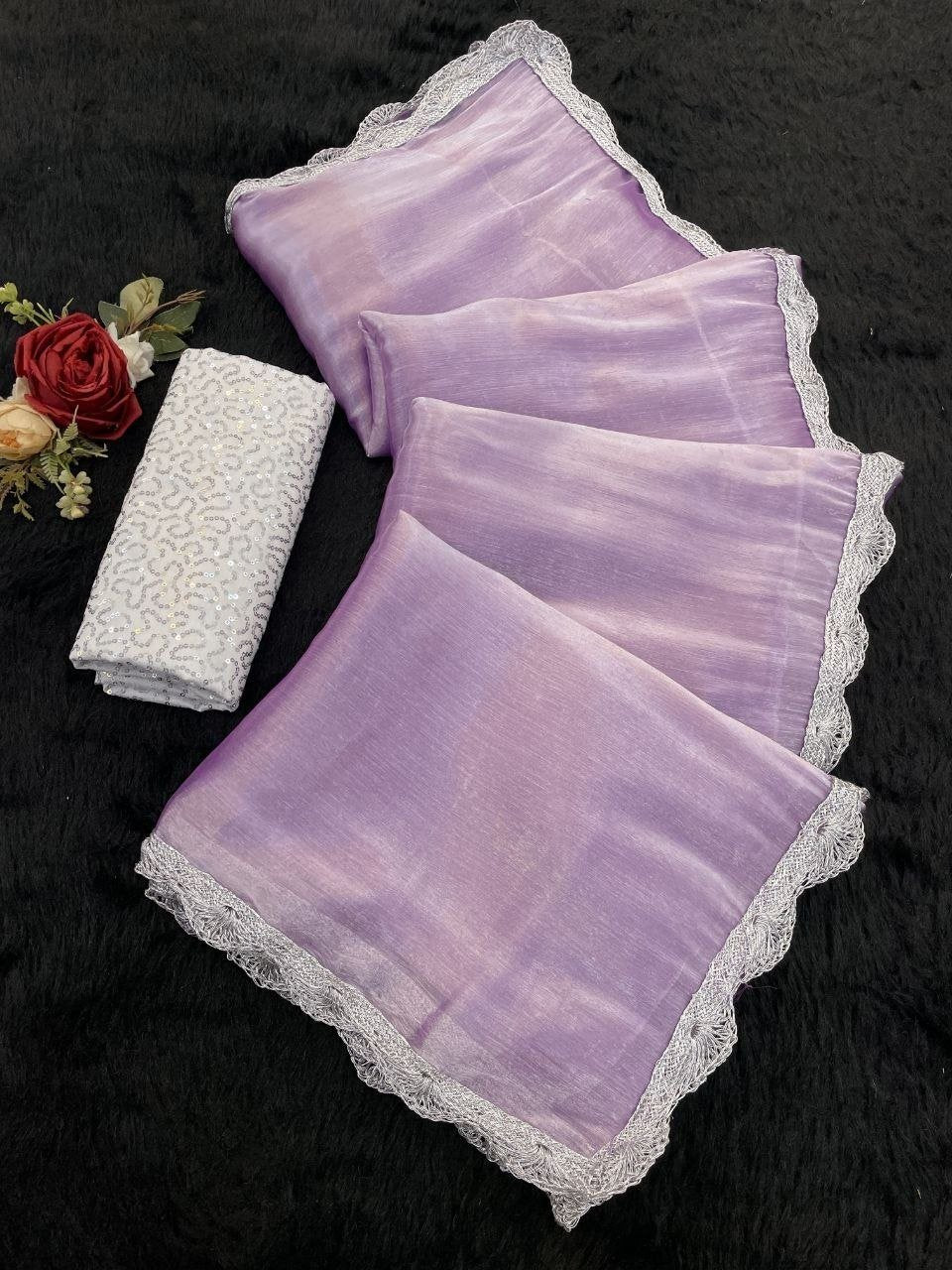 Designer Jimmy Saree with Embroidery Work