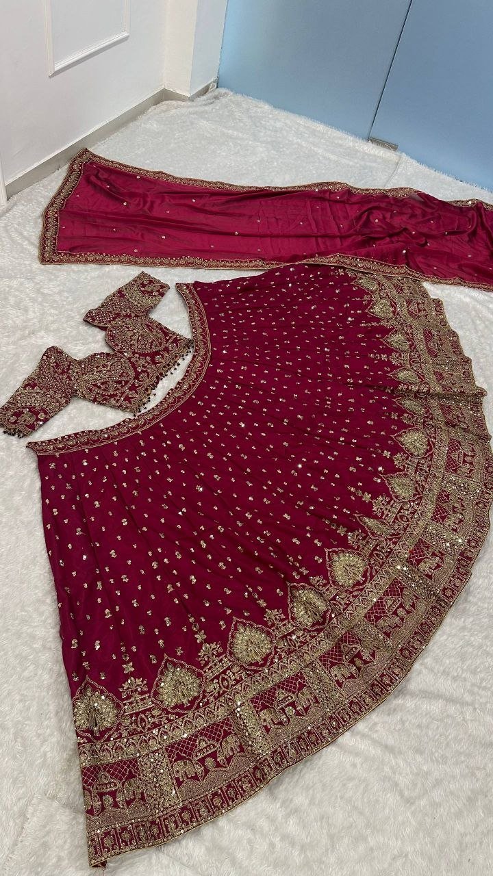 Ornate Dori Embroidered Velvet Lehenga Set with Heavily Embellished Border