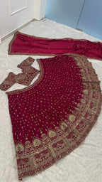 Ornate Dori Embroidered Velvet Lehenga Set with Heavily Embellished Border