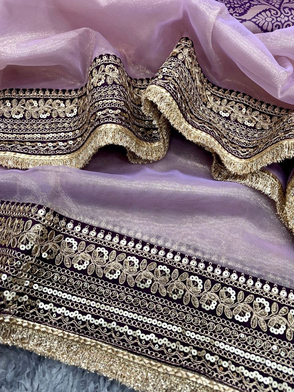 Royal Heritage Embroidered Saree with Intricate Zari Border Detailing - Surat Wholesale Ethnic Wear (Photo 6)