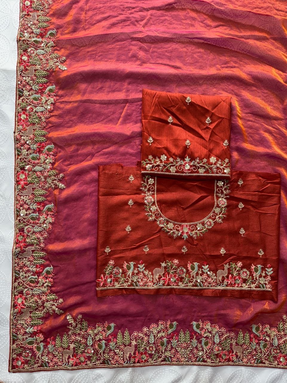 Radiate Royal Heritage in Delicately Thread-Worked Floral Border Saree