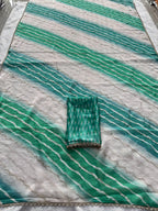 Contemporary Statement Handcrafted Wave Pattern Saree with Delicate Scalloped Border