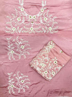 Effortless Floral Embroidered Saree with Delicate Border Detailing