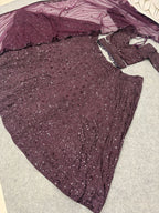 Thread Embroidered Georgette Lehenga Set with Tasseled Blouse