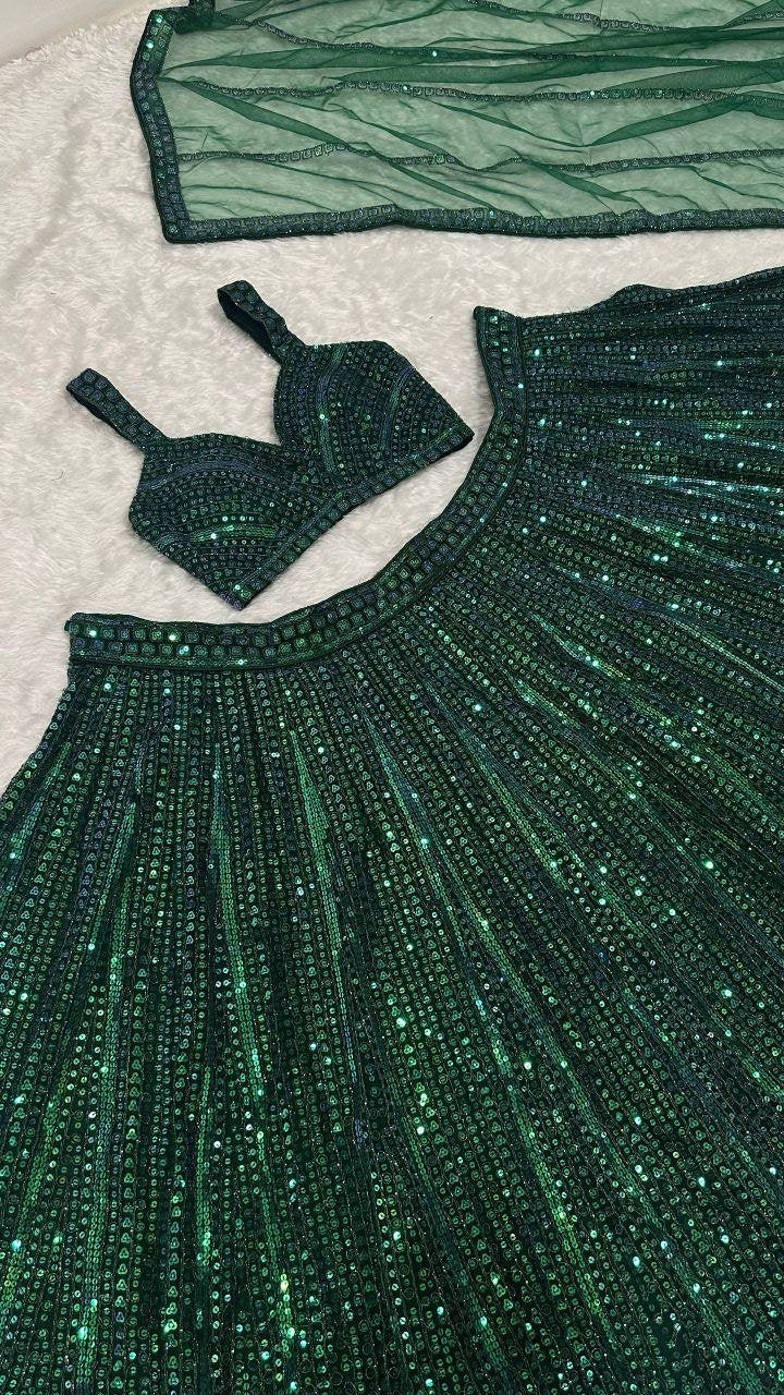 All Over Sequined Glamour Lehenga Set with Bralette Blouse - Surat Wholesale Ethnic Wear (Photo 6)