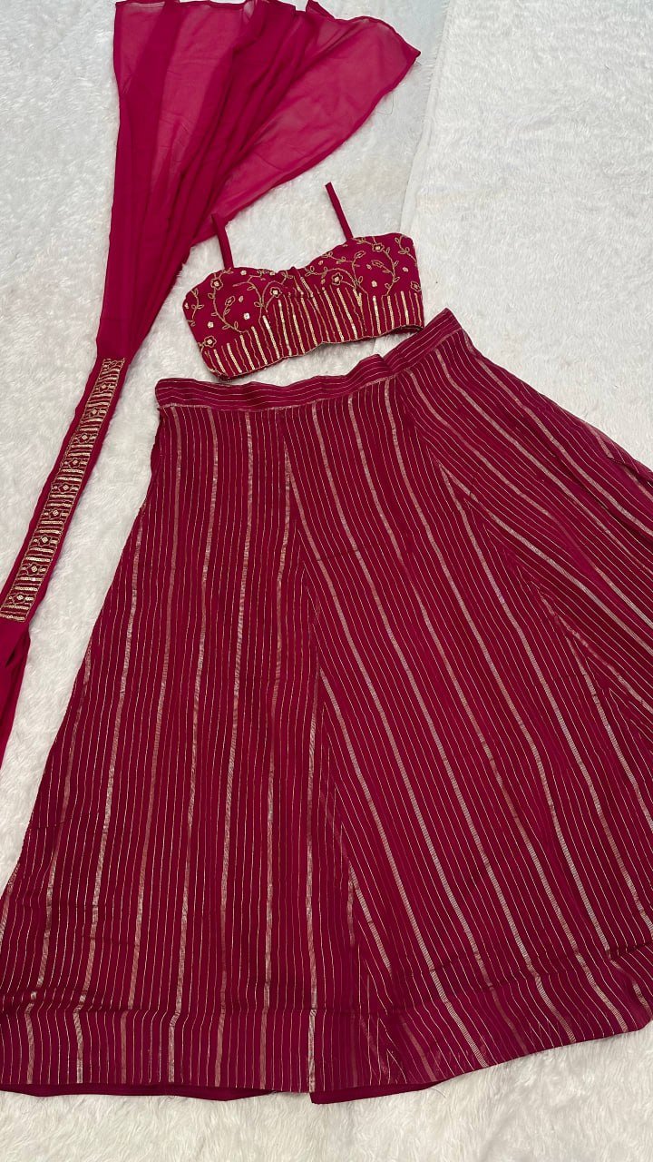 Embellished Crop Top with Foil Printed Flared Palazzo Pants - Surat Wholesale Ethnic Wear (Photo 6)