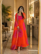 Elegant Orange Faux Designer Lehenga Set
