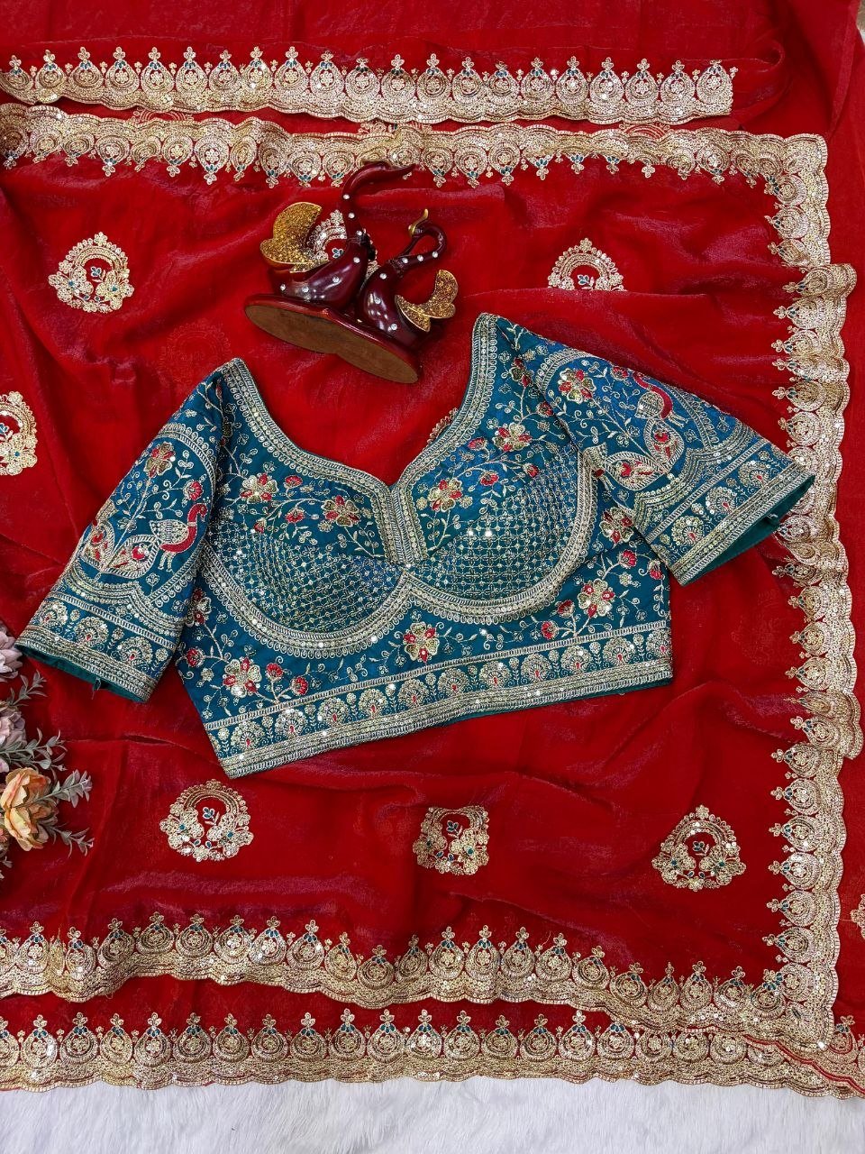 Regal Embroidered Saree with Ornate Heritage Detailing