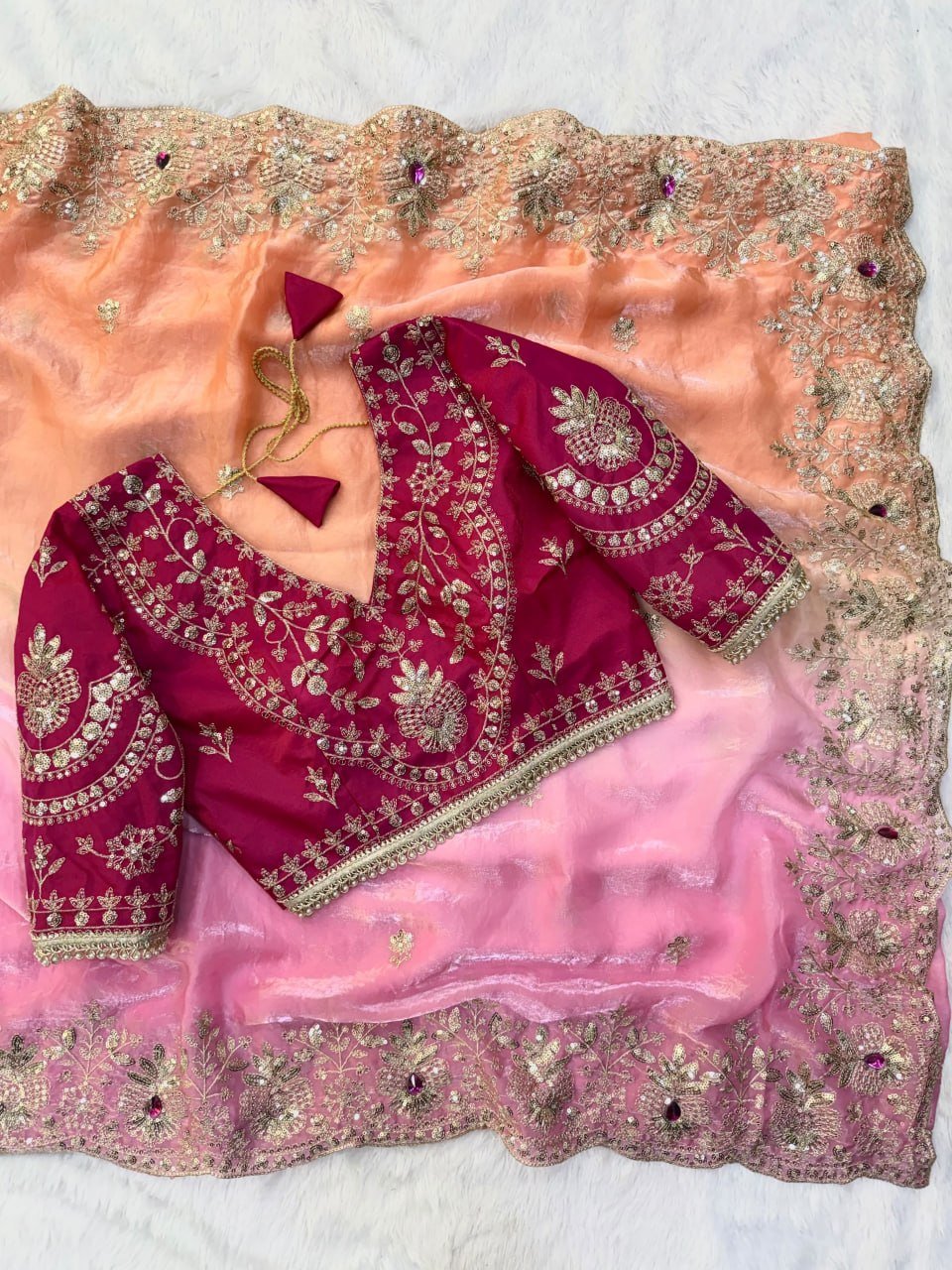 Royal Heritage Embroidered Saree with Intricate Zari Work and Regal Traditional Charm