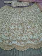 Delicate Floral Embroidered Lehenga Choli with Embroidered Cutwork Border Dupatta - Surat Wholesale Ethnic Wear (Photo 6)