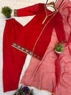 Regal Tradition Embroidered Border Kurta with Salwar and Dupatta Set - Surat Wholesale Ethnic Wear (Photo 6)