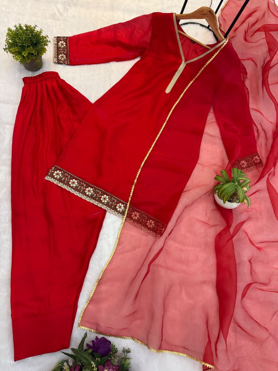 Regal Tradition Embroidered Border Kurta with Salwar and Dupatta Set - Surat Wholesale Ethnic Wear (Photo 6)