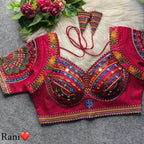 Boho Ethnic Fusion Peacock Handcrafted Heavy Embroidered Blouse
