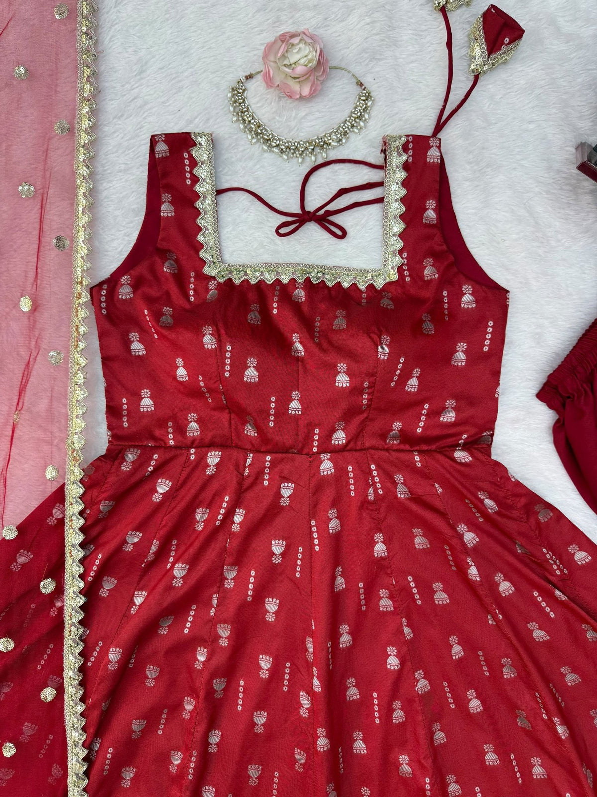 Royal Heritage Embroidered Anarkali Ensemble with Intricate Traditional Motifs