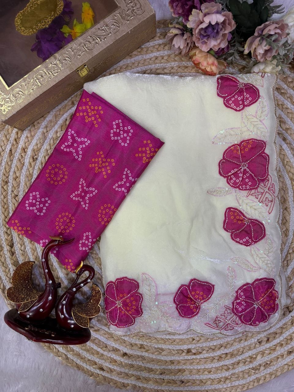 Artisanal Motif Draped Saree for Timeless Festive Charm