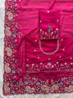 Paisley Embroidered Drapes with Intricate Borders for Regal Festive Moments