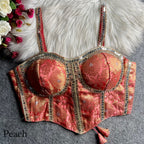 Cocktail Party Polish Jacquard Strapless Corset Blouse - Surat Wholesale Ethnic Wear (Photo 6)