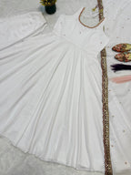 Timeless Splendor Anarkali Suit with Embellished Border Dupatta Set