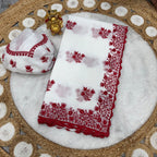 Festive Floral Embroidered Saree with Traditional Artisanal Detailing