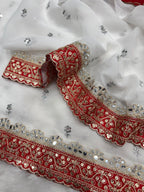 Regal Tradition Floral Embroidered Saree with Intricate Sequin Border and Designer Blouse