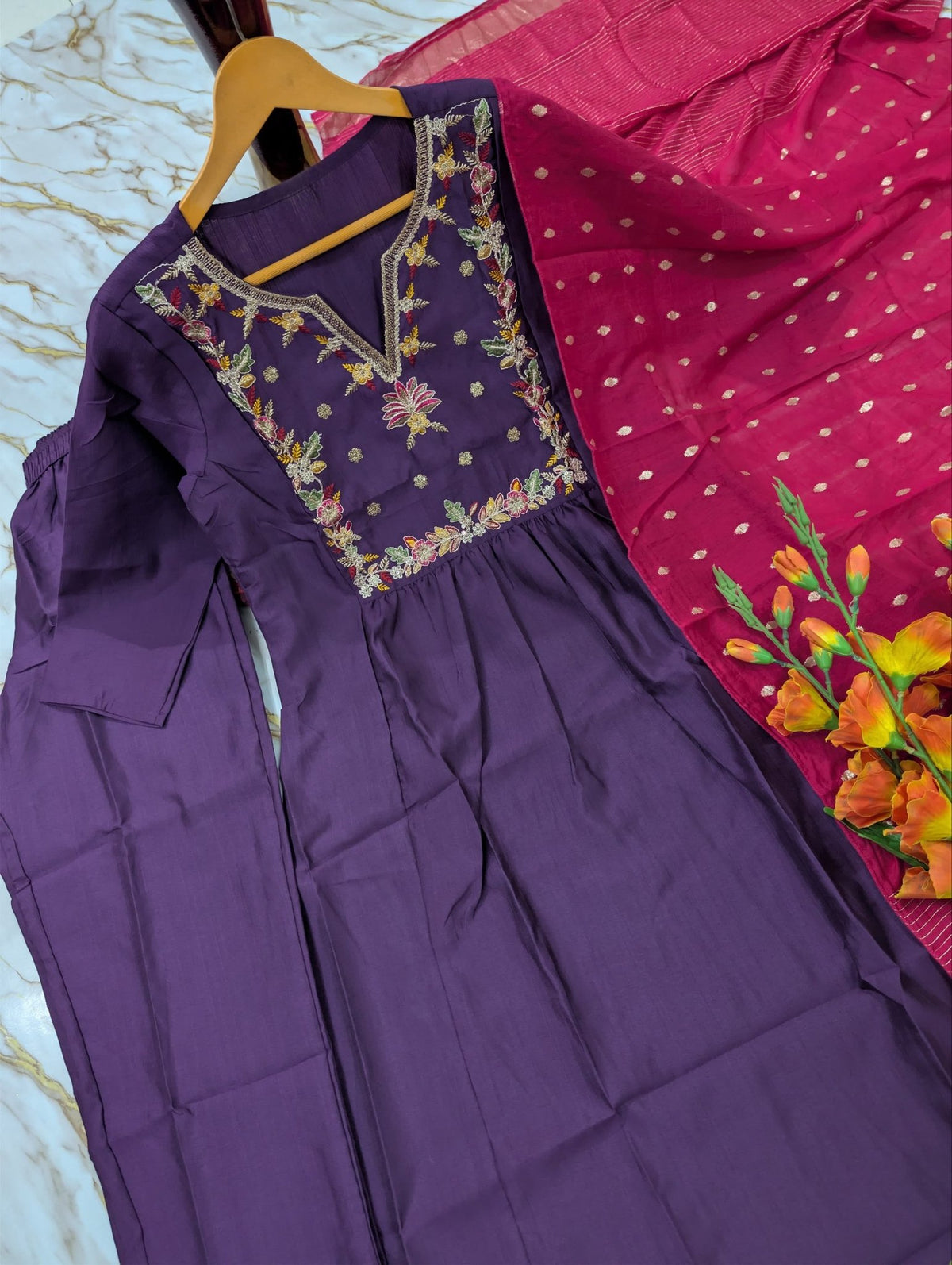 Regal Heritage Floral Embroidered Anarkali Suit Ensemble