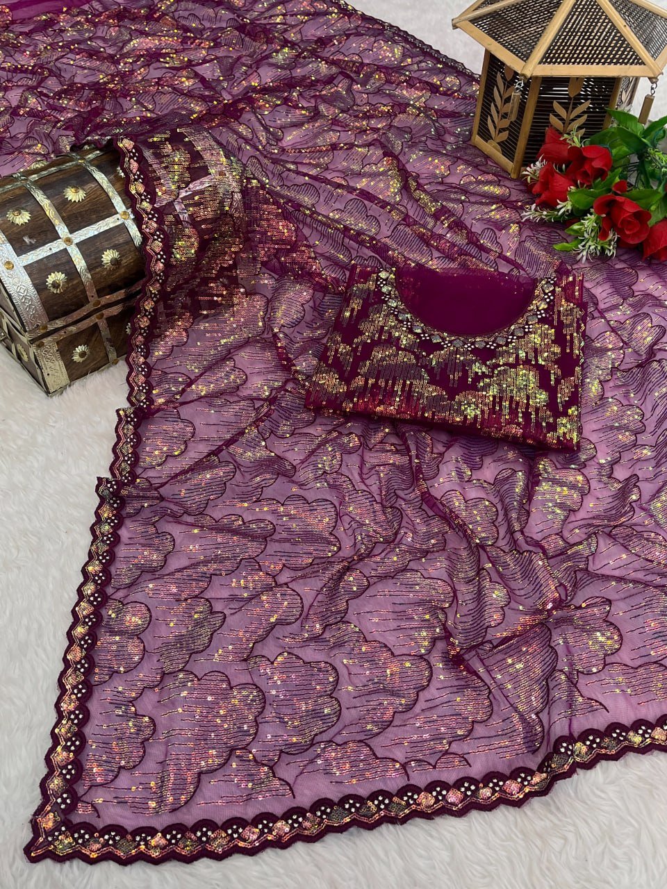 Artisanal Woven Splendor with Intricate Golden Motifs
