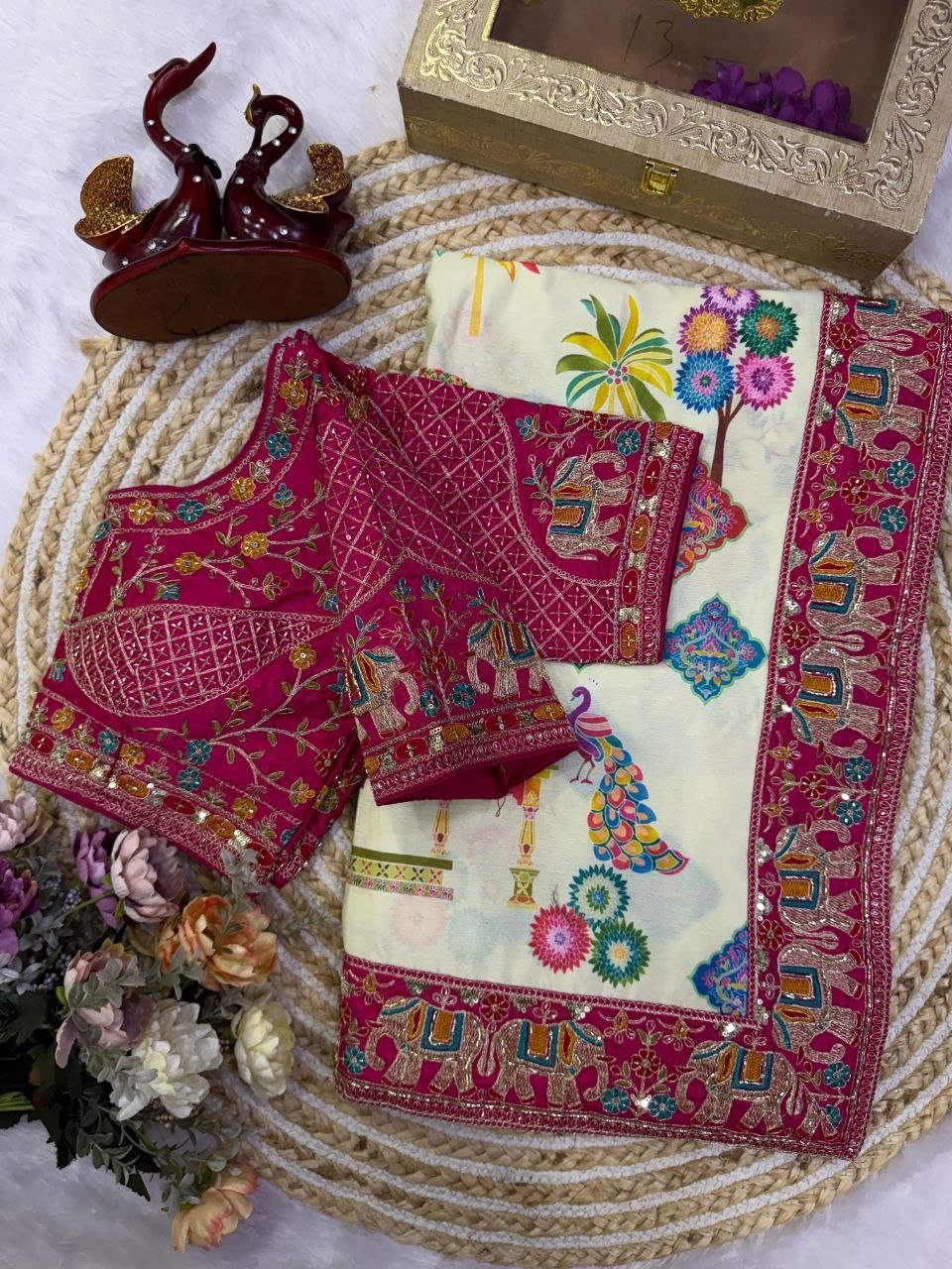 Royal Heritage Artisanal Motif Saree with Intricate Borders