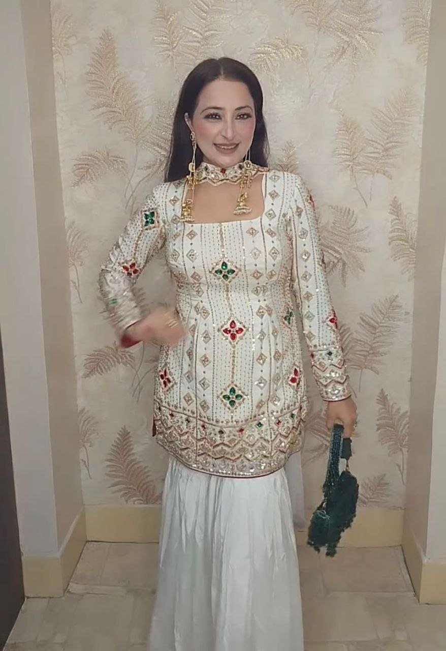 Sparkle The Night In This Exquisite Heavy Work Sharara Suit