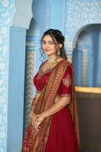 Embroidered Flared Silk Lehenga Set with Printed Dupatta - Surat Wholesale Ethnic Wear (Photo 6)