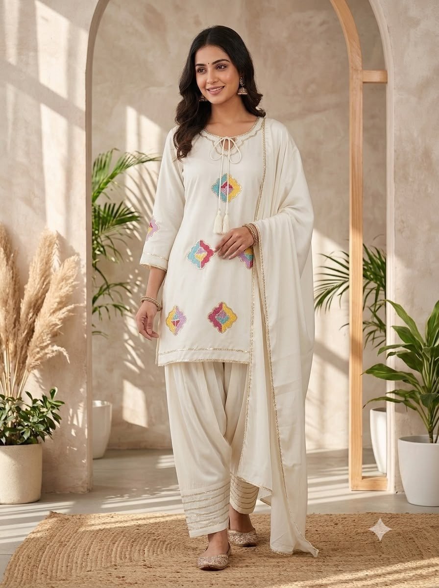 Embroidered Straight Kurta With Salwar And Dupatta - Surat Wholesale Ethnic Wear (Photo 6)