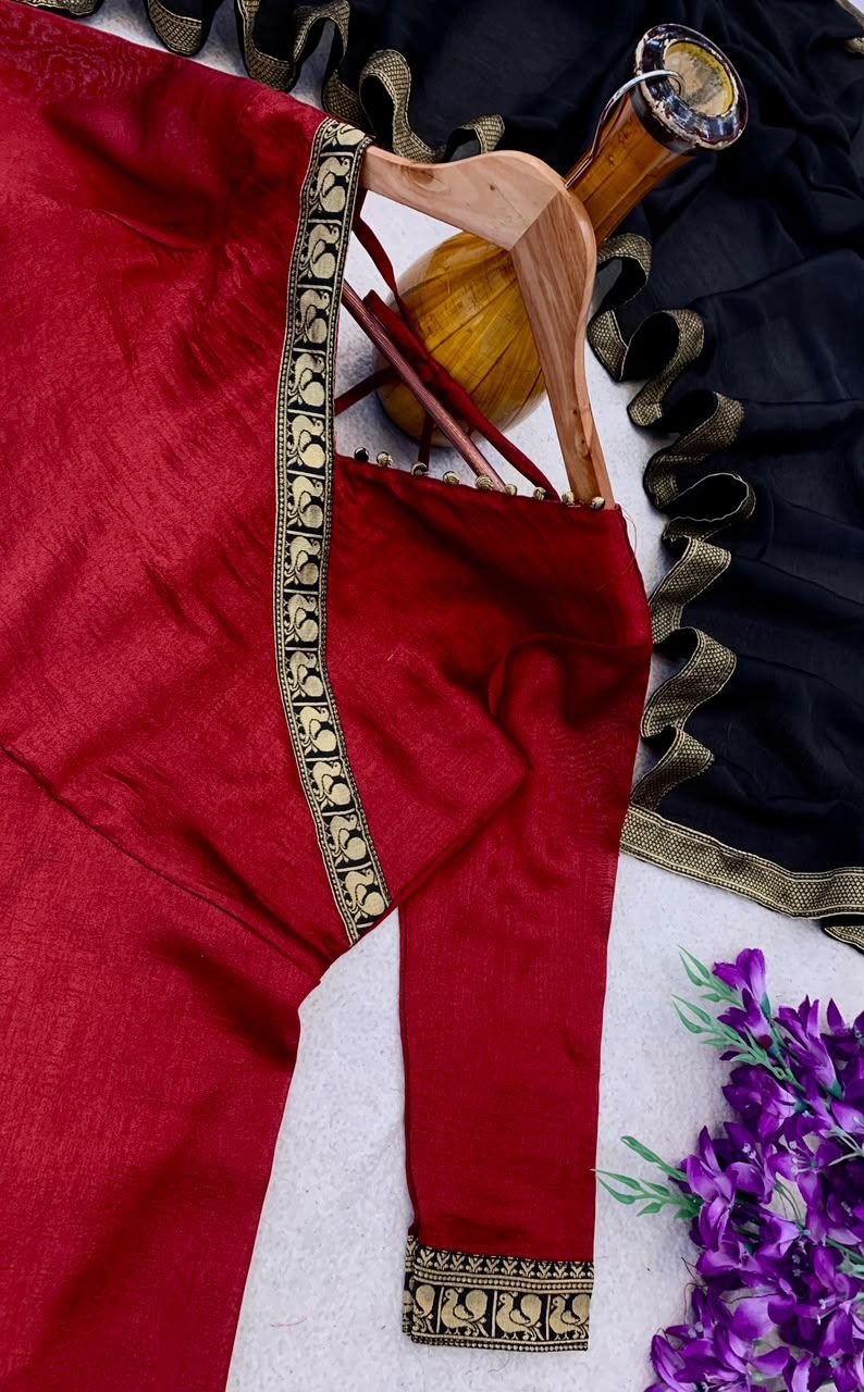 Artisanal Zari Bordered Anarkali Suit Set With Dupatta - Surat Wholesale Ethnic Wear (Photo 6)