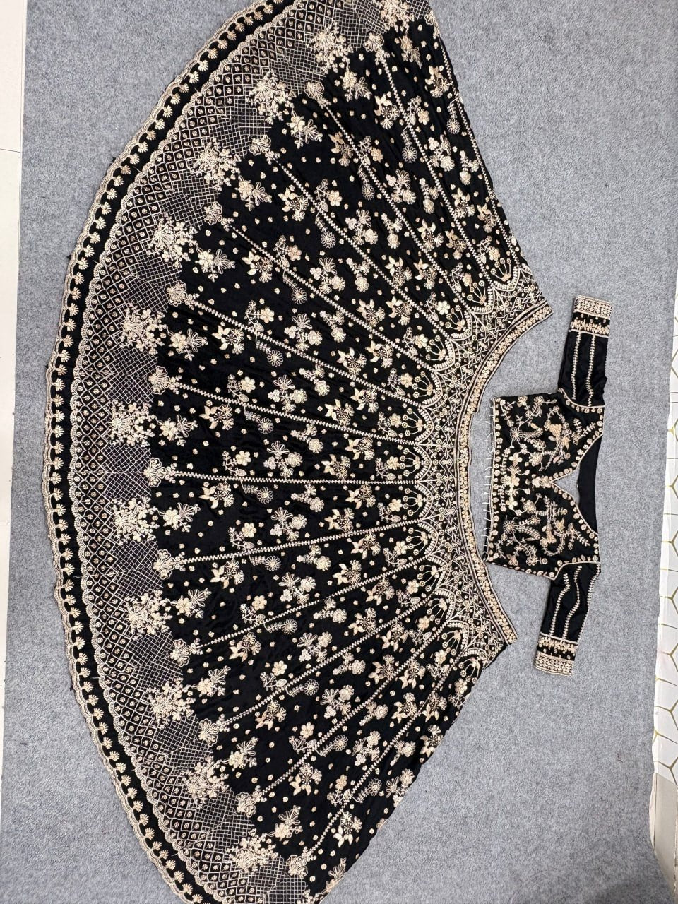 Heavily Embellished Sequined Crop Top Lehenga Choli Set