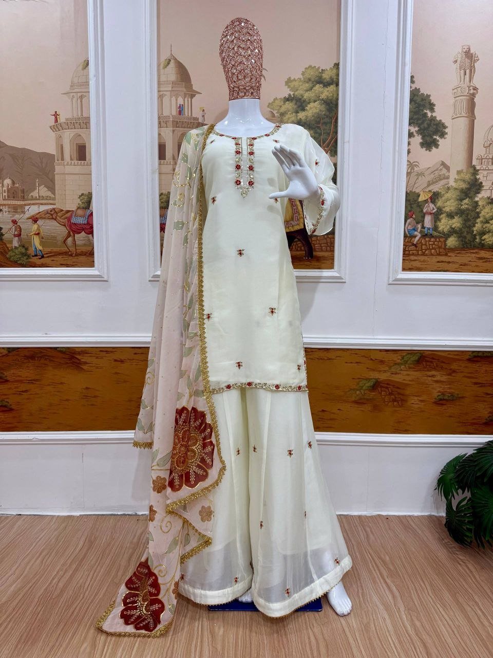 Regal Tradition Embroidered Sharara Set