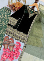 Velvet Heavily Embroidered Kurta With Salwar And Dupatta Set - Surat Wholesale Ethnic Wear (Photo 6)