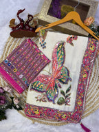 Embrace Garden Floral Romance in Intricately Embroidered Organza Saree